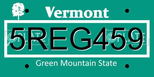 5REG459 Vermont License Plate