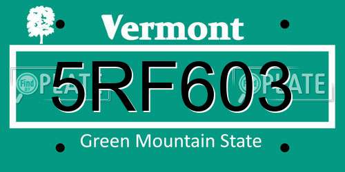 5RF603 Vermont License Plate