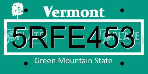 5RFE453 Vermont License Plate