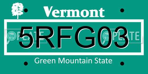 5RFG03 Vermont License Plate