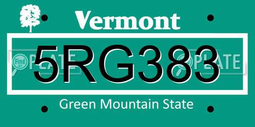 5RG383 Vermont License Plate