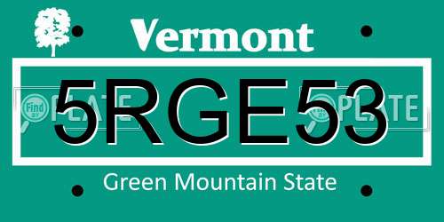 5RGE53 Vermont License Plate