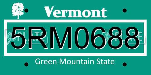5RM0688 Vermont License Plate