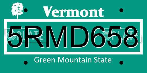 5RMD658 Vermont License Plate