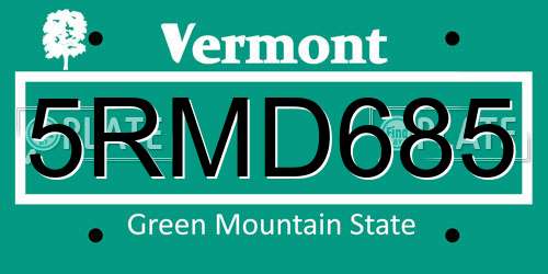 5RMD685 Vermont License Plate