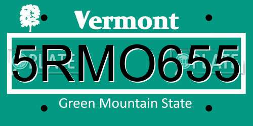 5RMO655 Vermont License Plate