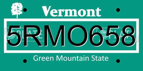 5RMO658 Vermont License Plate