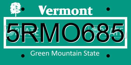 5RMO685 Vermont License Plate