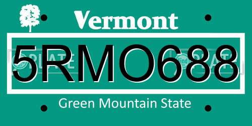 5RMO688 Vermont License Plate