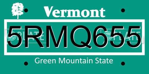 5RMQ655 Vermont License Plate