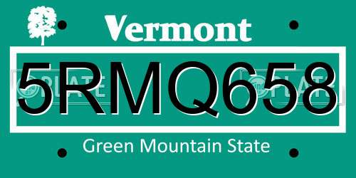 5RMQ658 Vermont License Plate