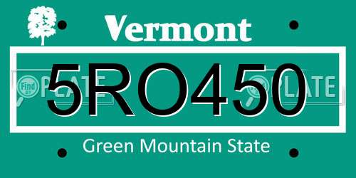 5RO450 Vermont License Plate