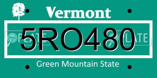 5RO480 Vermont License Plate