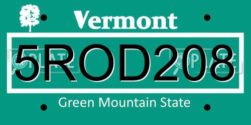 5ROD208 Vermont License Plate