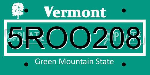 5ROO208 Vermont License Plate