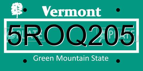 5ROQ205 Vermont License Plate