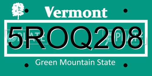 5ROQ208 Vermont License Plate