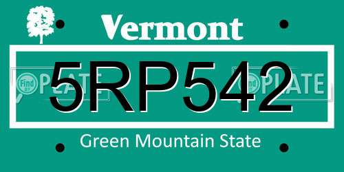 5RP542 Vermont License Plate