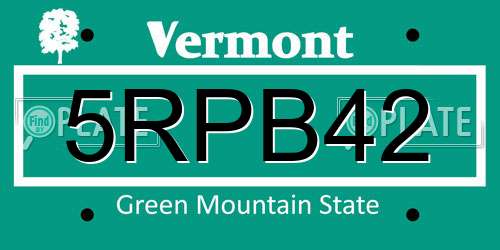 5RPB42 Vermont License Plate