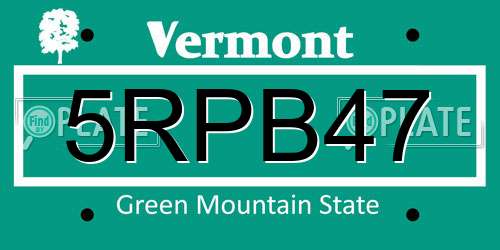 5RPB47 Vermont License Plate