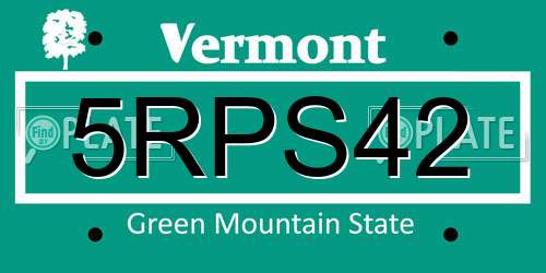 5RPS42 Vermont License Plate
