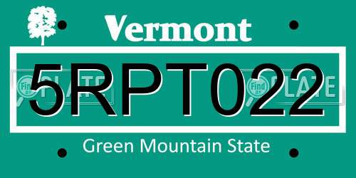 5RPT022 Vermont License Plate