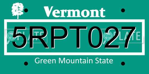 5RPT027 Vermont License Plate