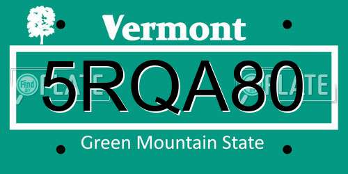 5RQA80 Vermont License Plate