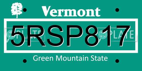 5RSP817 Vermont License Plate
