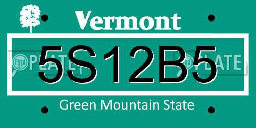5S12B5 Vermont License Plate