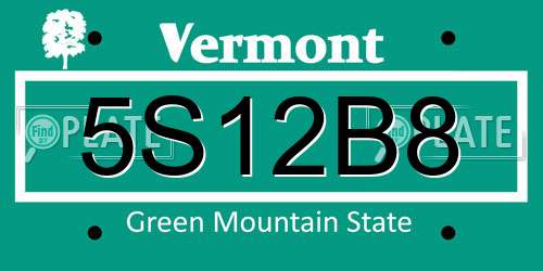 5S12B8 Vermont License Plate