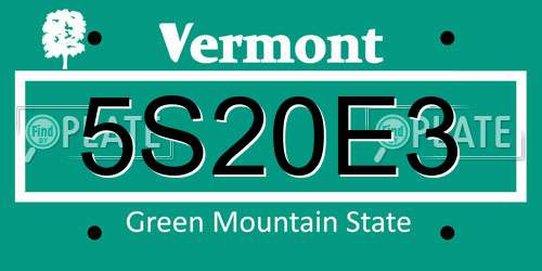 5S20E3 Vermont License Plate