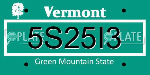 5S25I3 Vermont License Plate