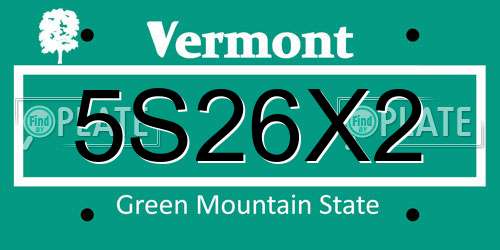 5S26X2 Vermont License Plate