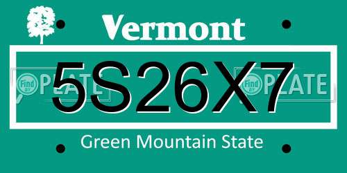 5S26X7 Vermont License Plate