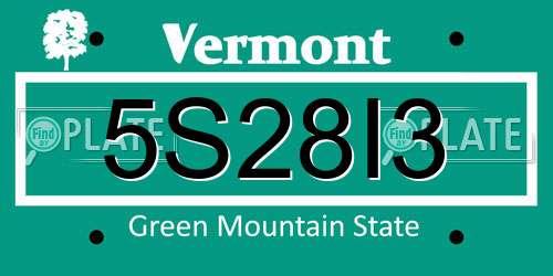 5S28I3 Vermont License Plate