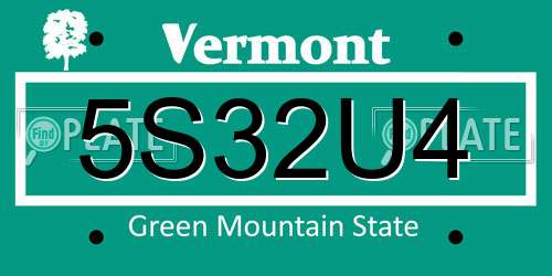 5S32U4 Vermont License Plate