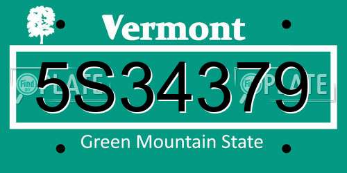 5S34379 Vermont License Plate