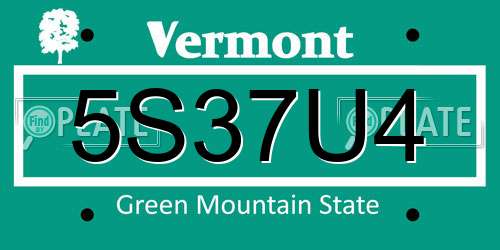 5S37U4 Vermont License Plate