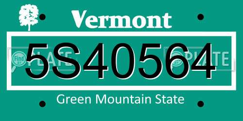 5S40564 Vermont License Plate