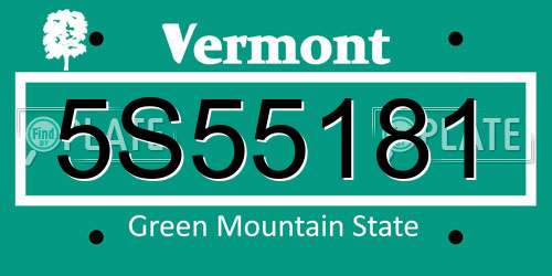 5S55181 Vermont License Plate