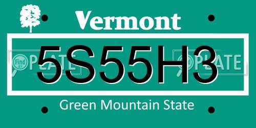 5S55H3 Vermont License Plate