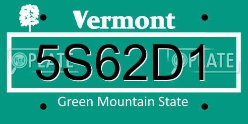 5S62D1 Vermont License Plate