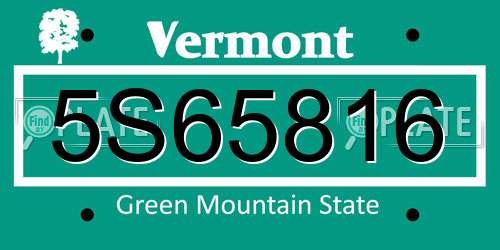 5S65816 Vermont License Plate