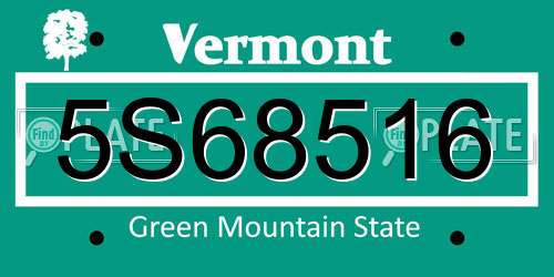 5S68516 Vermont License Plate