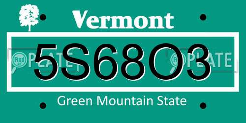 5S68O3 Vermont License Plate