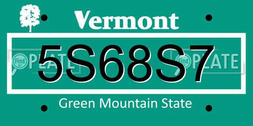 5S68S7 Vermont License Plate
