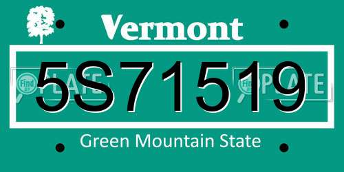 5S71519 Vermont License Plate