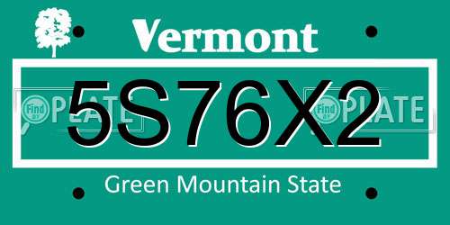 5S76X2 Vermont License Plate