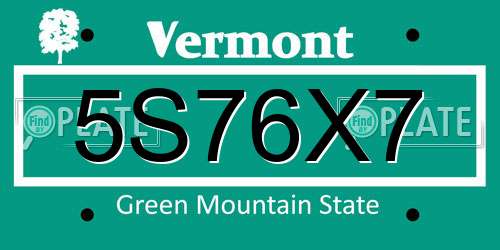 5S76X7 Vermont License Plate
